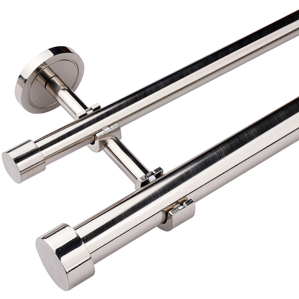 Double Layer Curtain Pole Silver 170-300cm Image 2
