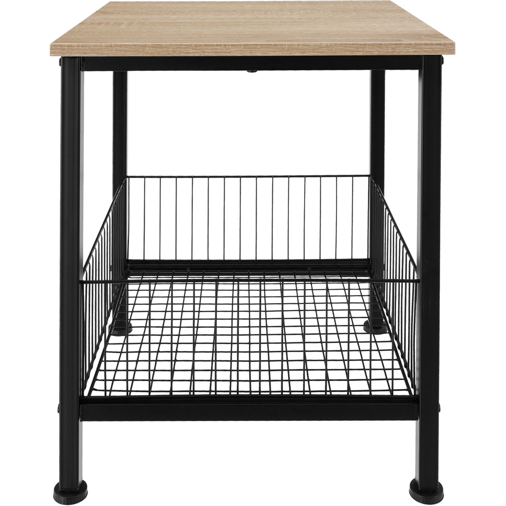 tectake Grimsby Light Wood Oak Sonoma Bedside Table with Mesh Basket Image 3