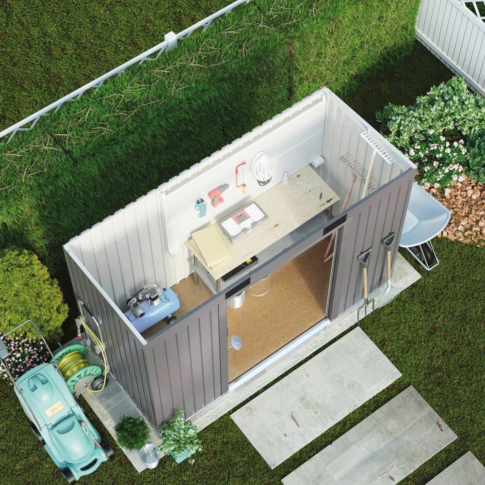 Garden Gear 6.6 x 3.9ft Double Door Grey Aluminium Pent Metal Shed Image 6