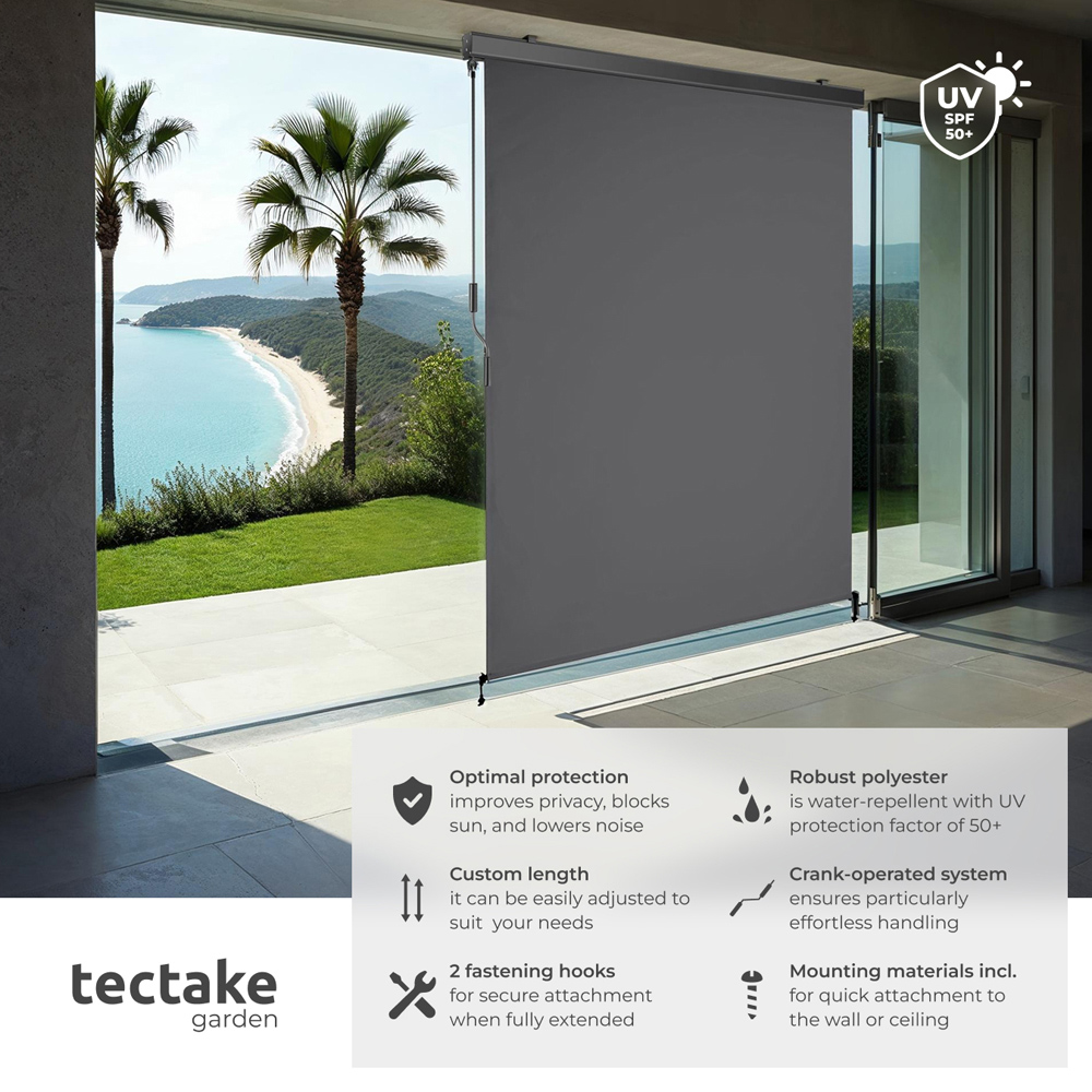 tectake Eloise Black Vertical Awning with 2 Wall Brackets 1.4 x 2.5m Image 6