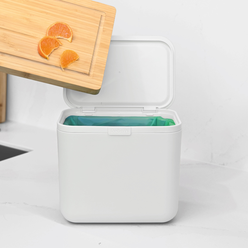 ReBorn Stone Effect Kitchen Food Waste Bin with Handle and Odour Filter 5L Image 5