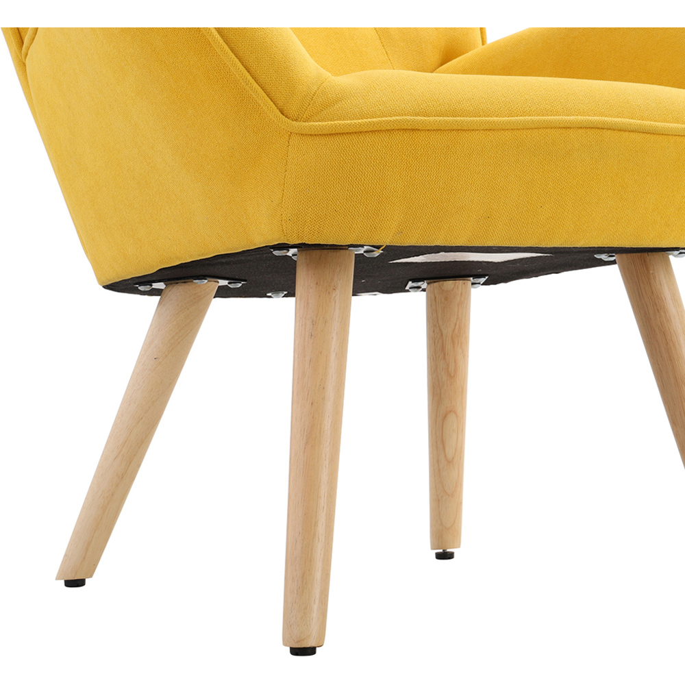 Living and Home Yellow Tufted Button Linen Armchair Image 7