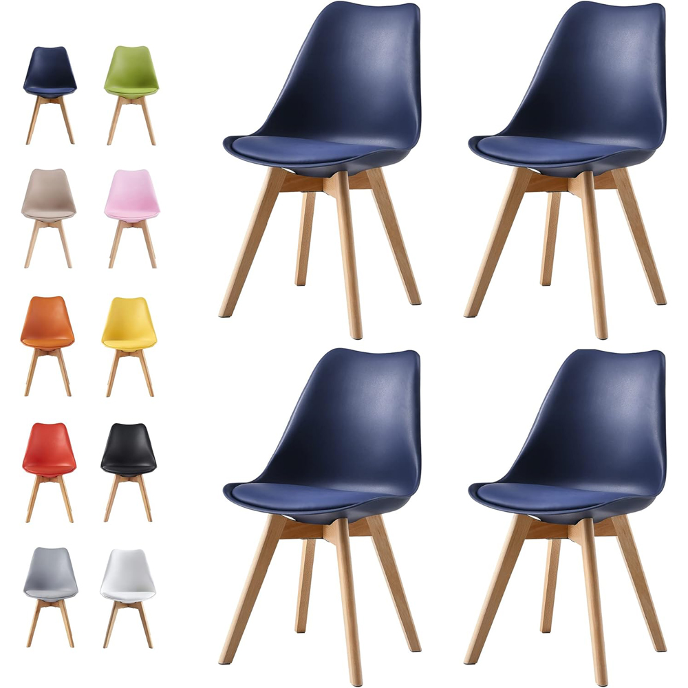 Eva Set of 4 Blue Padded Dining Chairs Image 7