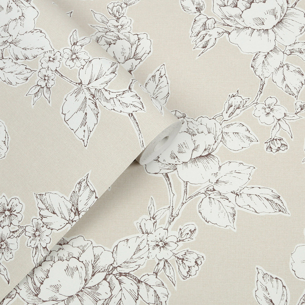 Laura Ashley Pollington Roses Natural Wallpaper Image 2