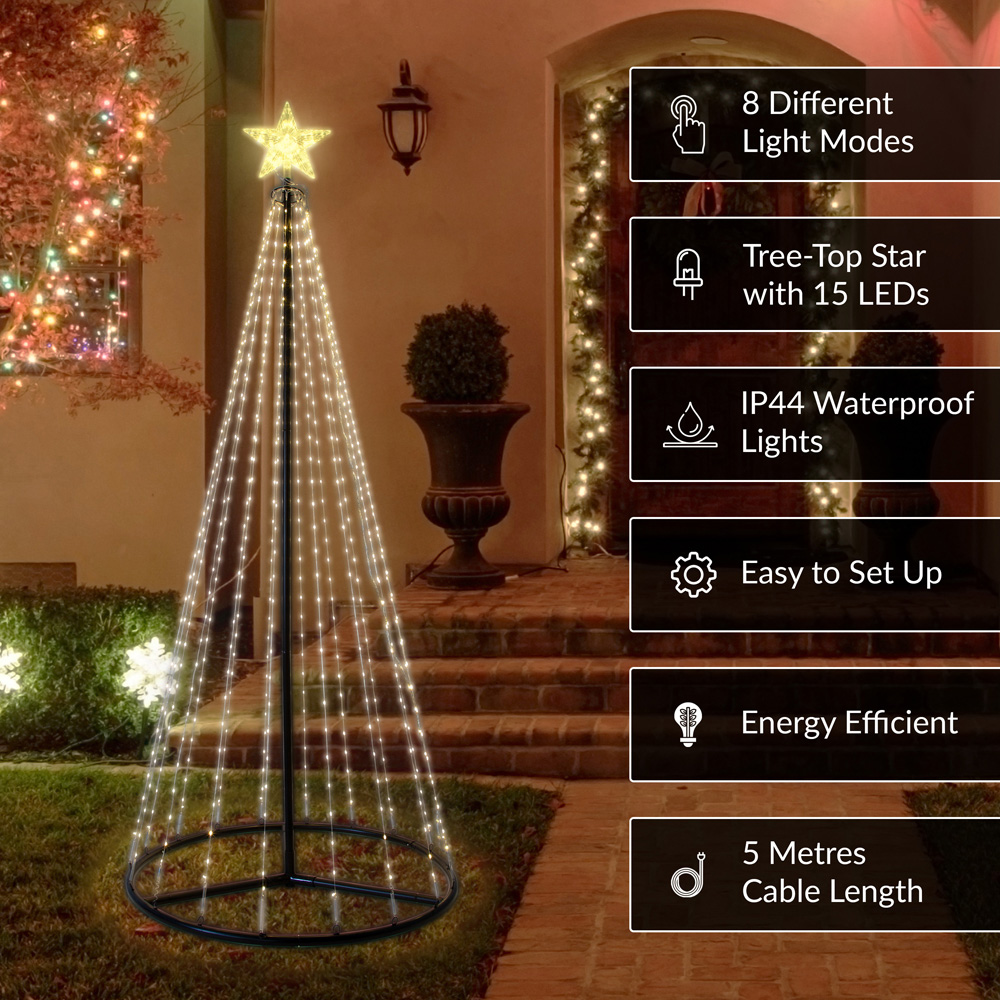 The Christmas Workshop 573 LED Warm White Outdoor Cone Tree 6ft Image 7