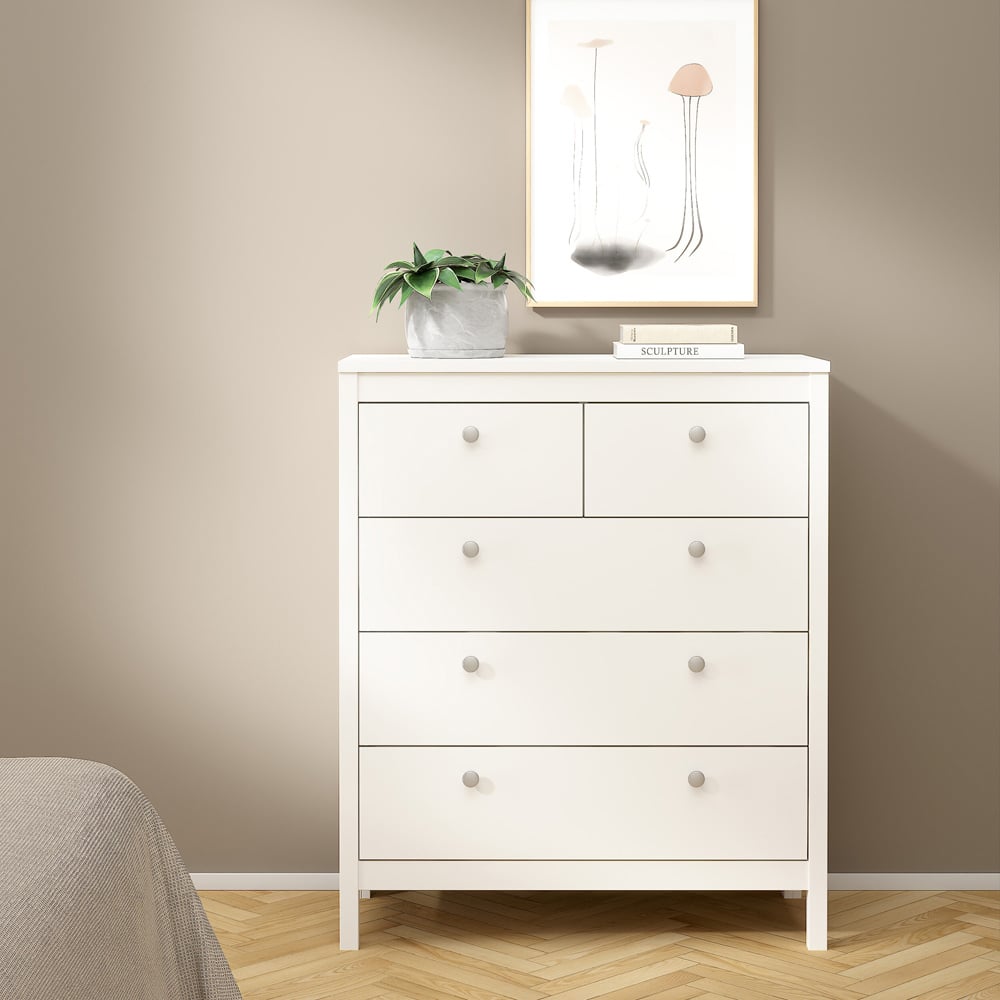 Florence Madrid 5 Drawer White Chest of Drawers Image 6