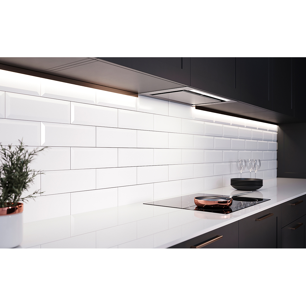 Top Ceramics White Bevelled Satin Metro Ceramic Wall Tile 300 x 100mm Image 4