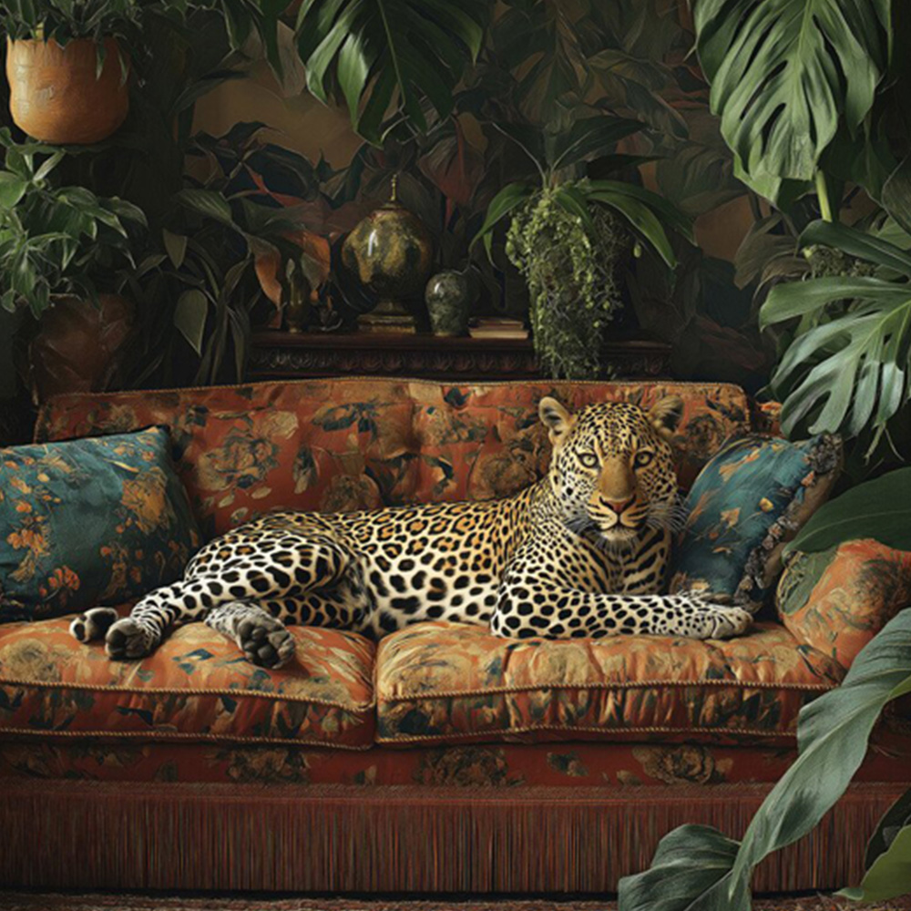 Lounging Leopard Framed Print Black Image 6