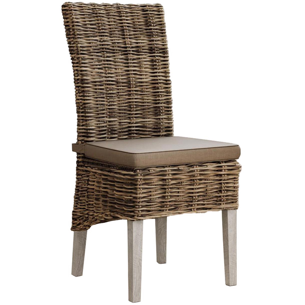 FWStyle Maya Set of 2 Lime Wash Kubu Rattan Solid Pine Handmade Dining Chairs Image 2