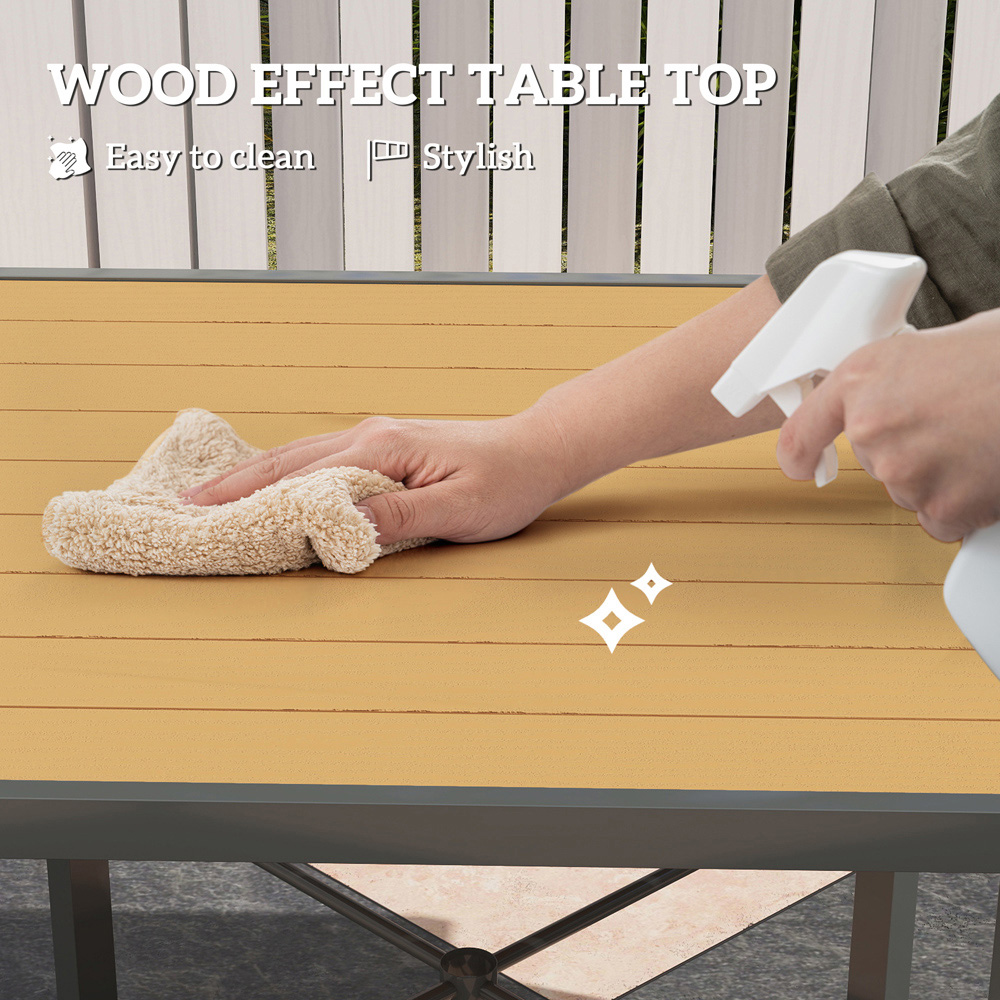 Outsunny 4 Seater Square Garden Dining Table with Umbrella Hole Image 5