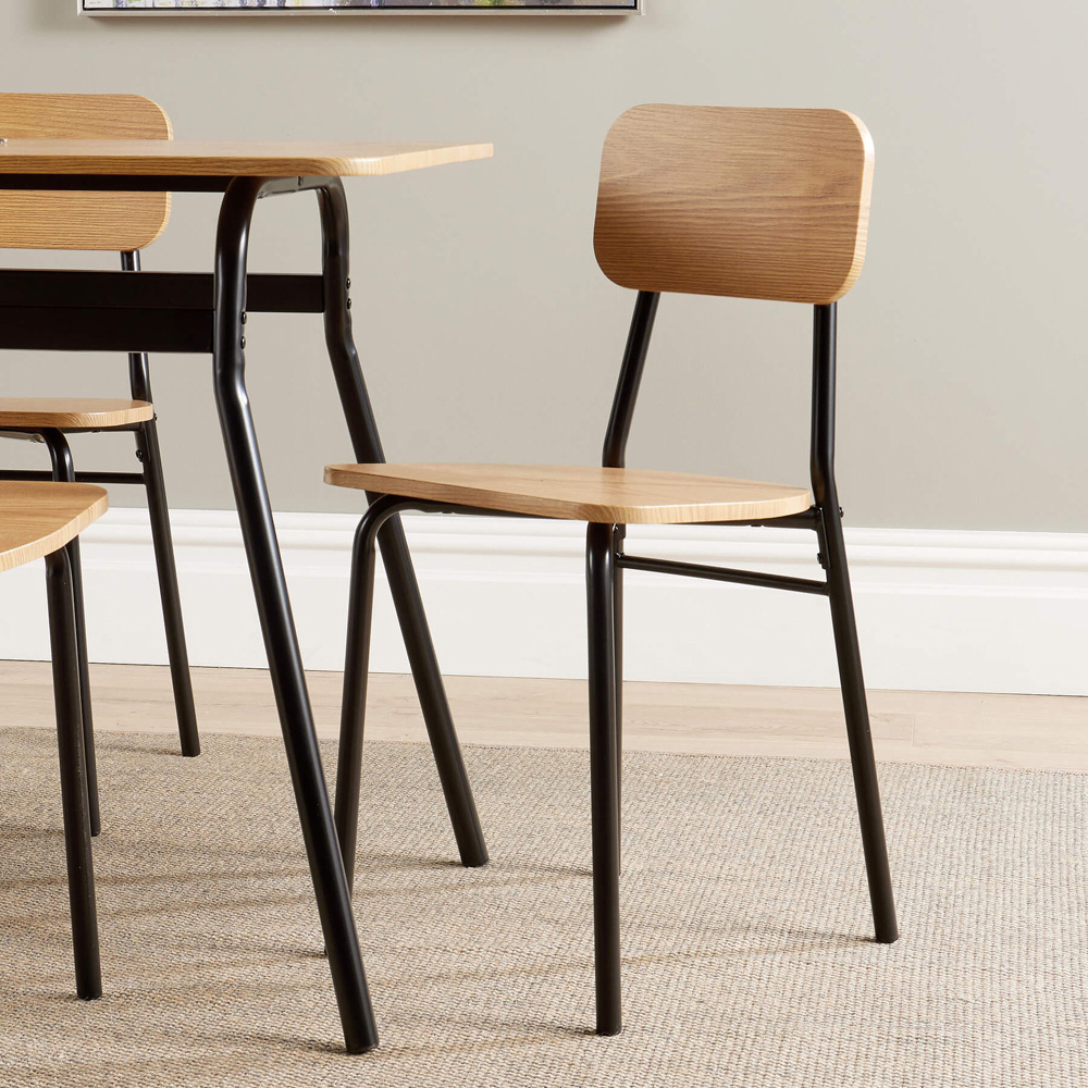 Home Source Harlow 4 Seater Dining Table Set Oak Effect Image 6