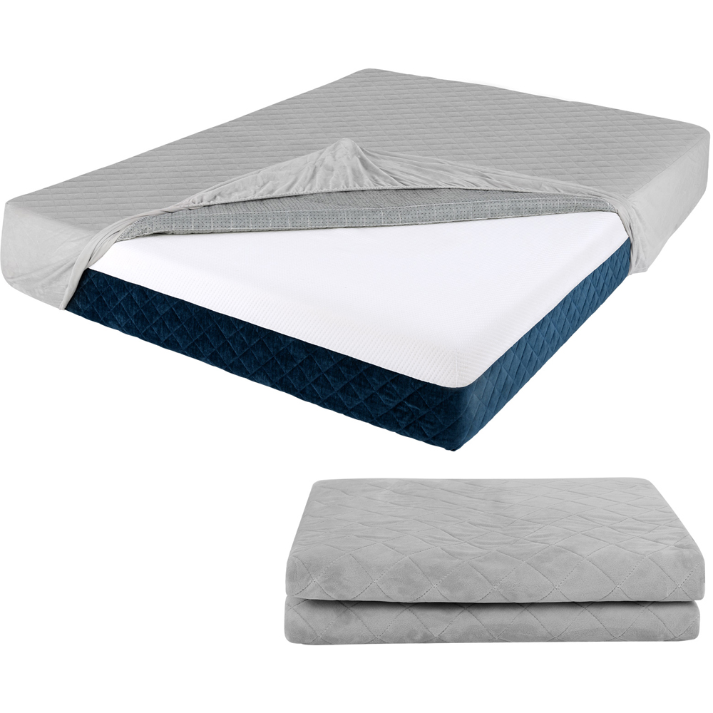 Costway Queen Size Grey Luxury Super Soft Velvet Mattress Protector Image 3