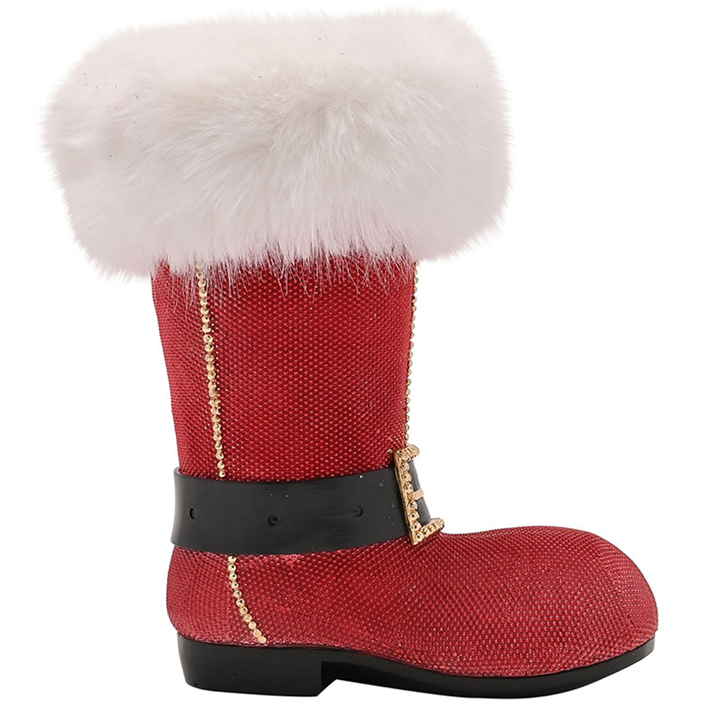 The Christmas Gift Co Fur Boot Wine Bottle Holder Image 2