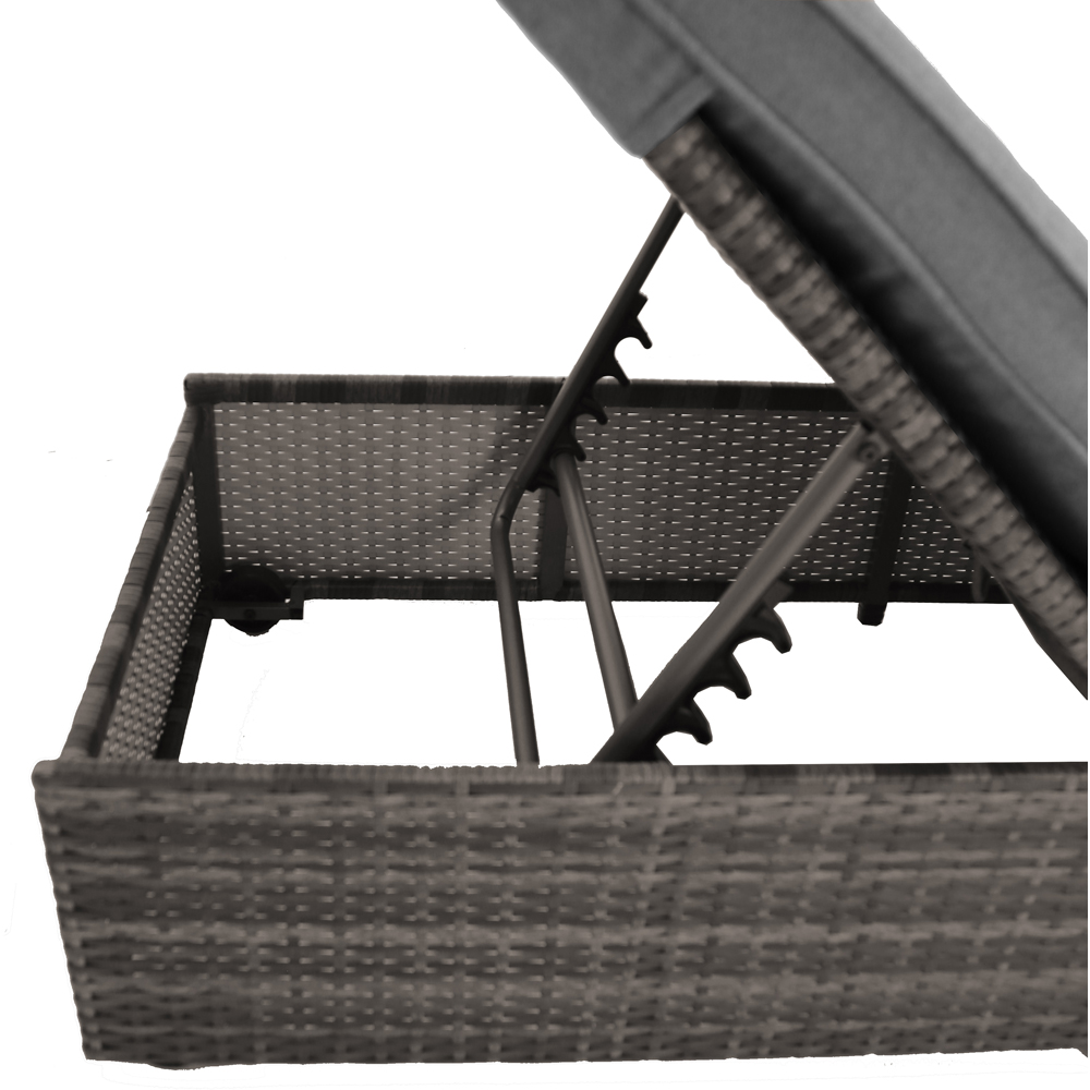 Charles Bentley Rattan Sun Lounger Grey Image 5