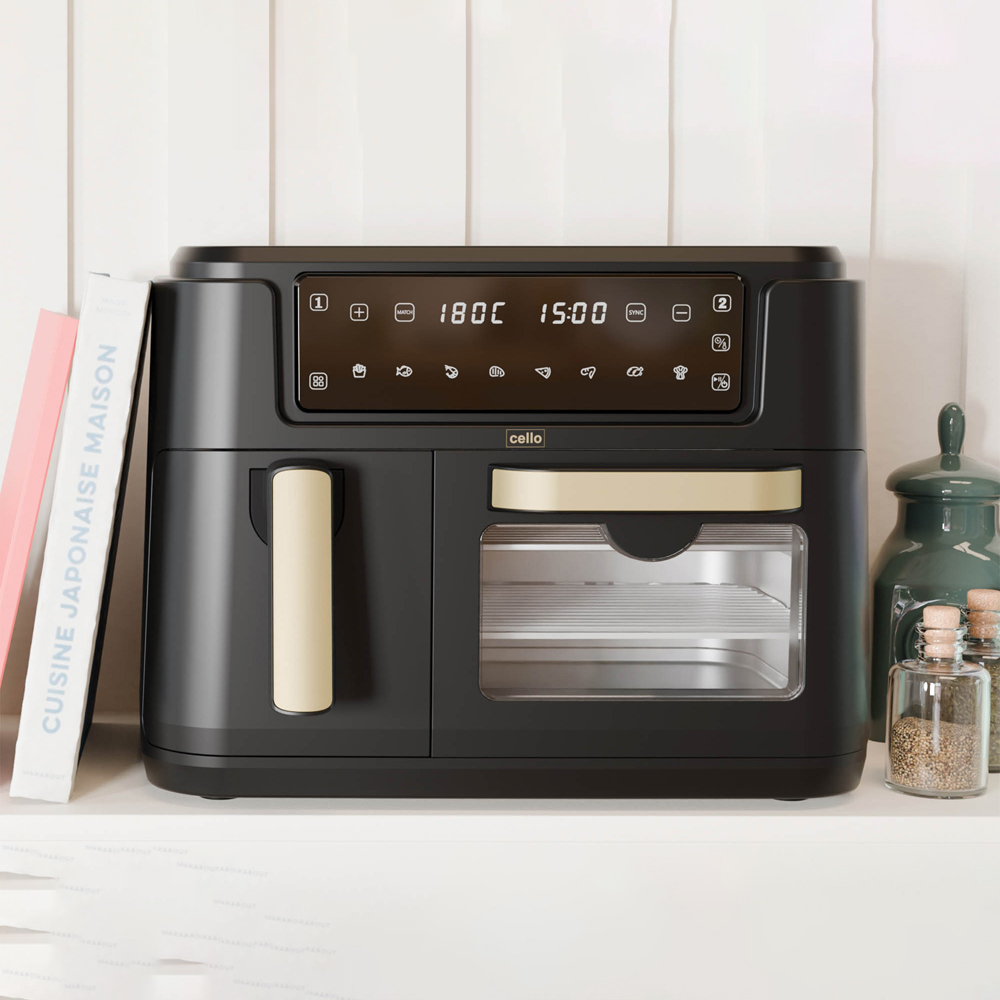 Cello CELLO-AF901A-BK Black Dual Zone Air Fryer Basket and Oven Image 2