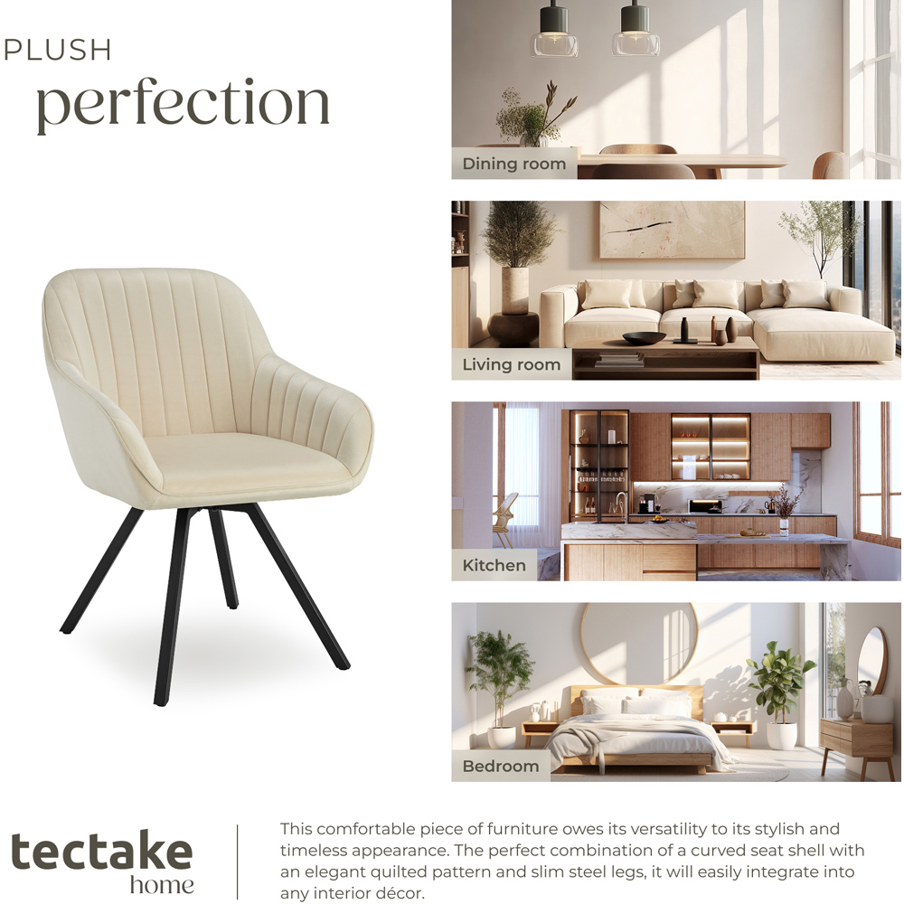 tectake Set of 6 Cream Velvet Lounge Armchair Image 7