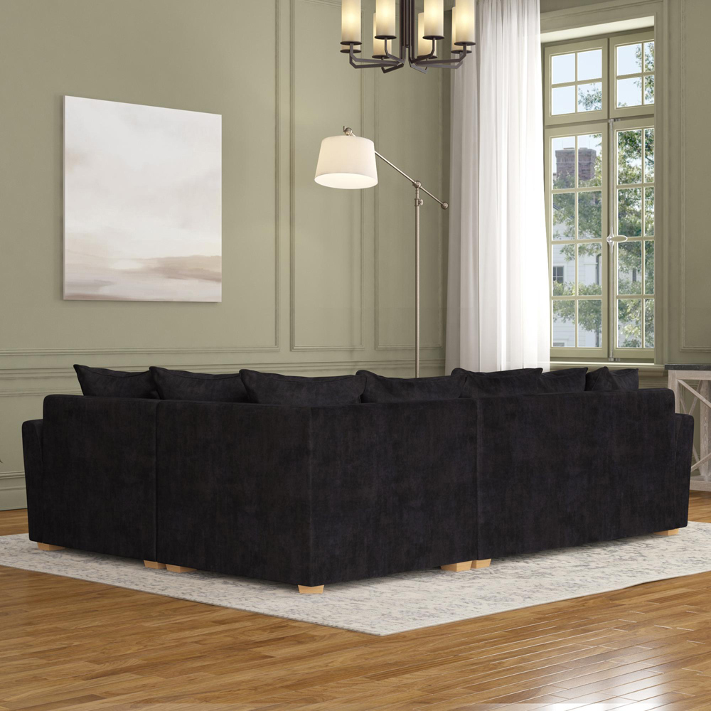 Wendleberry 3 Seater Ebony Plush Velvet Scatter Back Right Hand Corner Sofa Image 6
