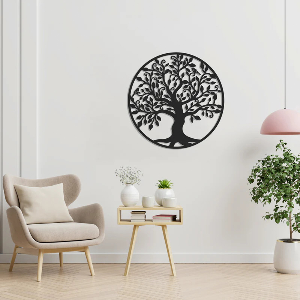 Decortie Tree of Life and Birds Silhouette Metal Wall Decor Image 2