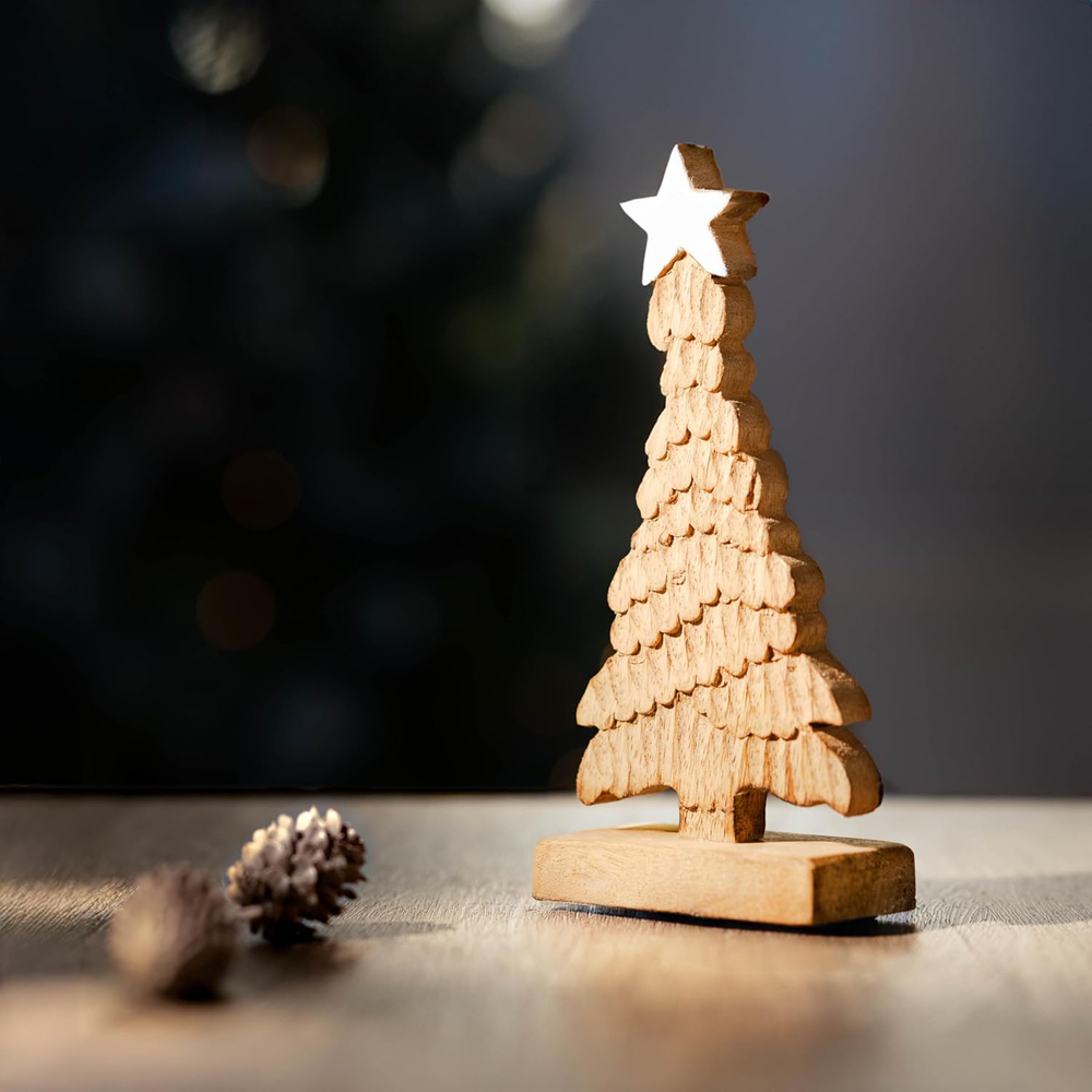 Marco Paul Carved Wooden Xmas Tree Image 2