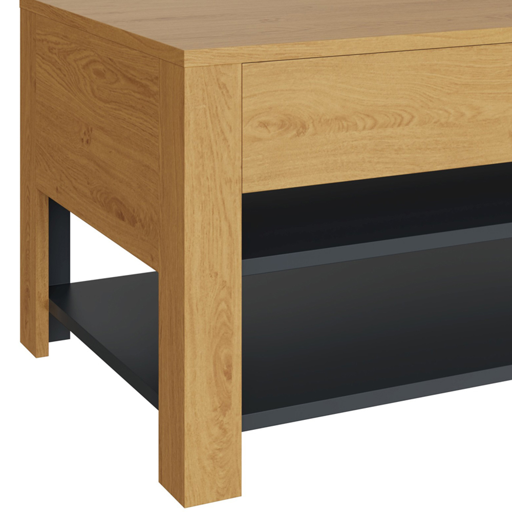 GFW Leon 2 Shelf Oak and Anthracite Coffee Table with LED Image 5