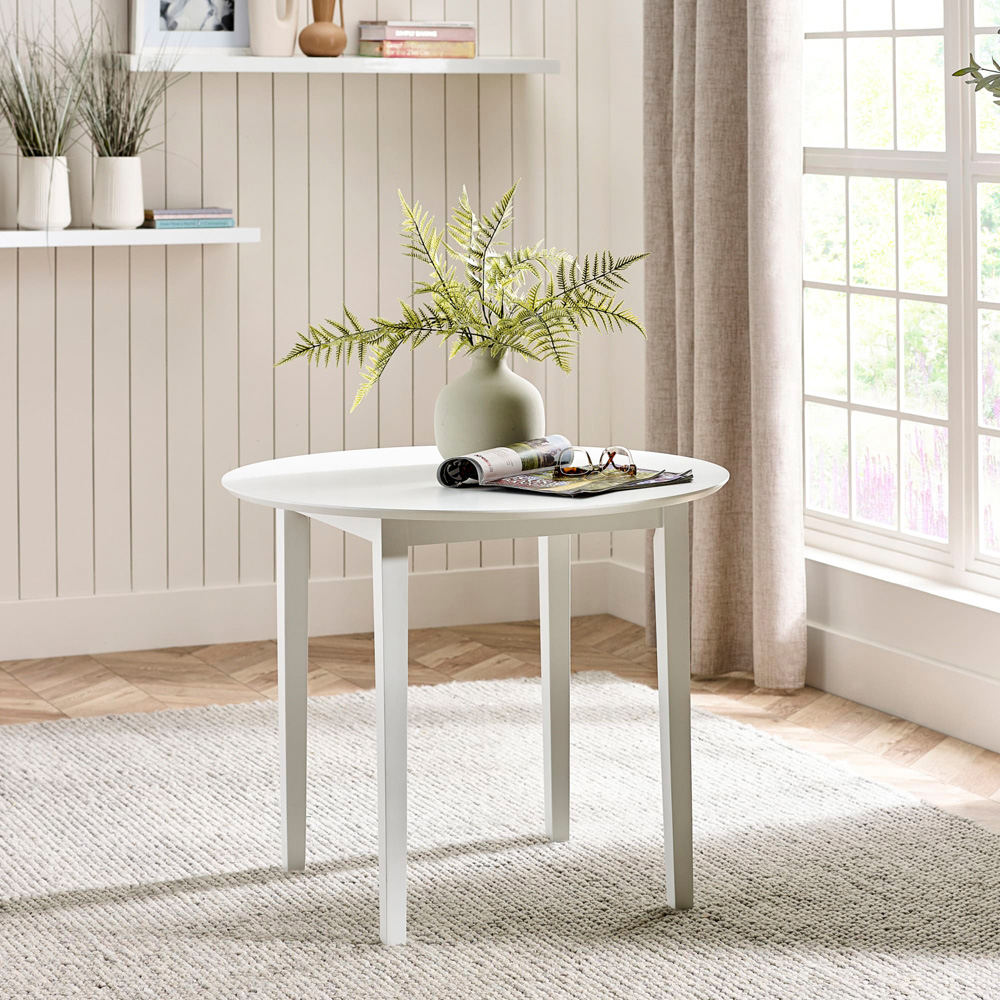 Julian Bowen Orwell 4 Seater Round Dining Set White and Beige Image 7