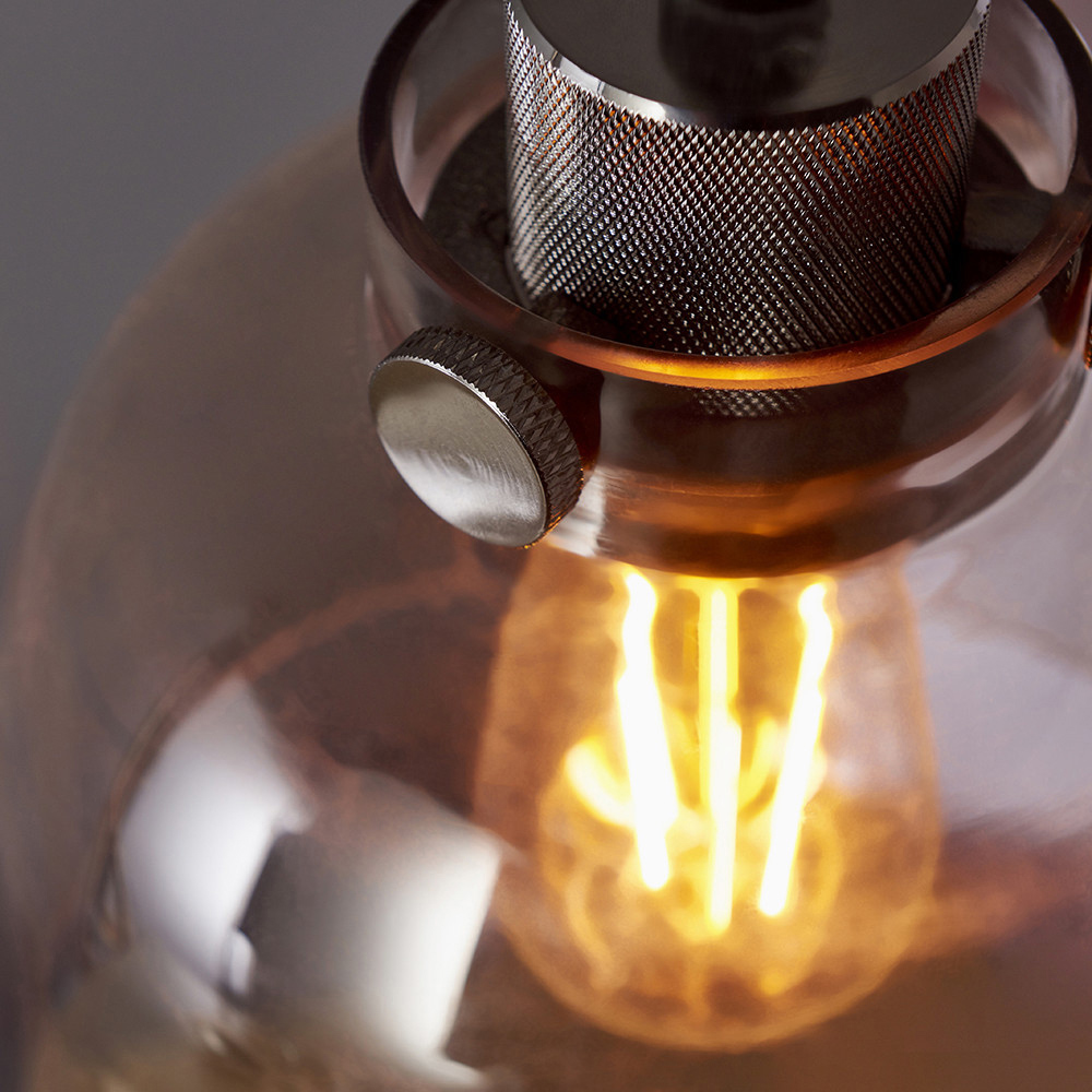 Merano Alessandria Grey and Black Chrome Glass Pendant Light Image 5