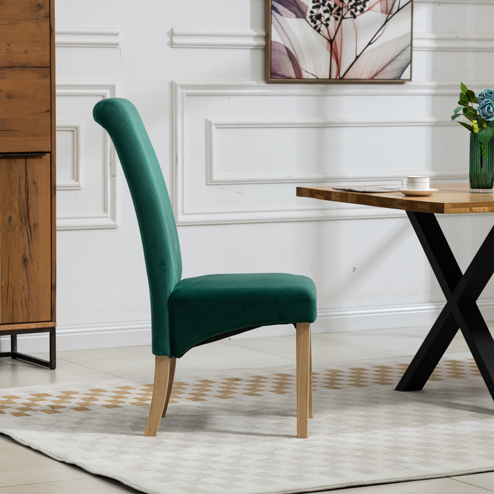 Artemis Home Rimini Set of 2 Green Velvet Fabric Dining Chair Image 4