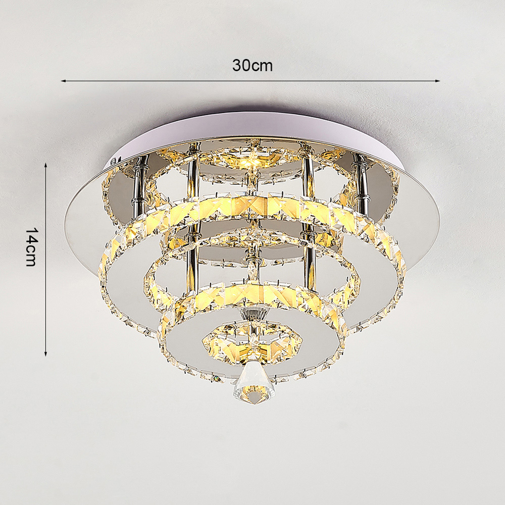 Living and Home 2 Tier Modern Crystal LED Ceiling Light Image 9