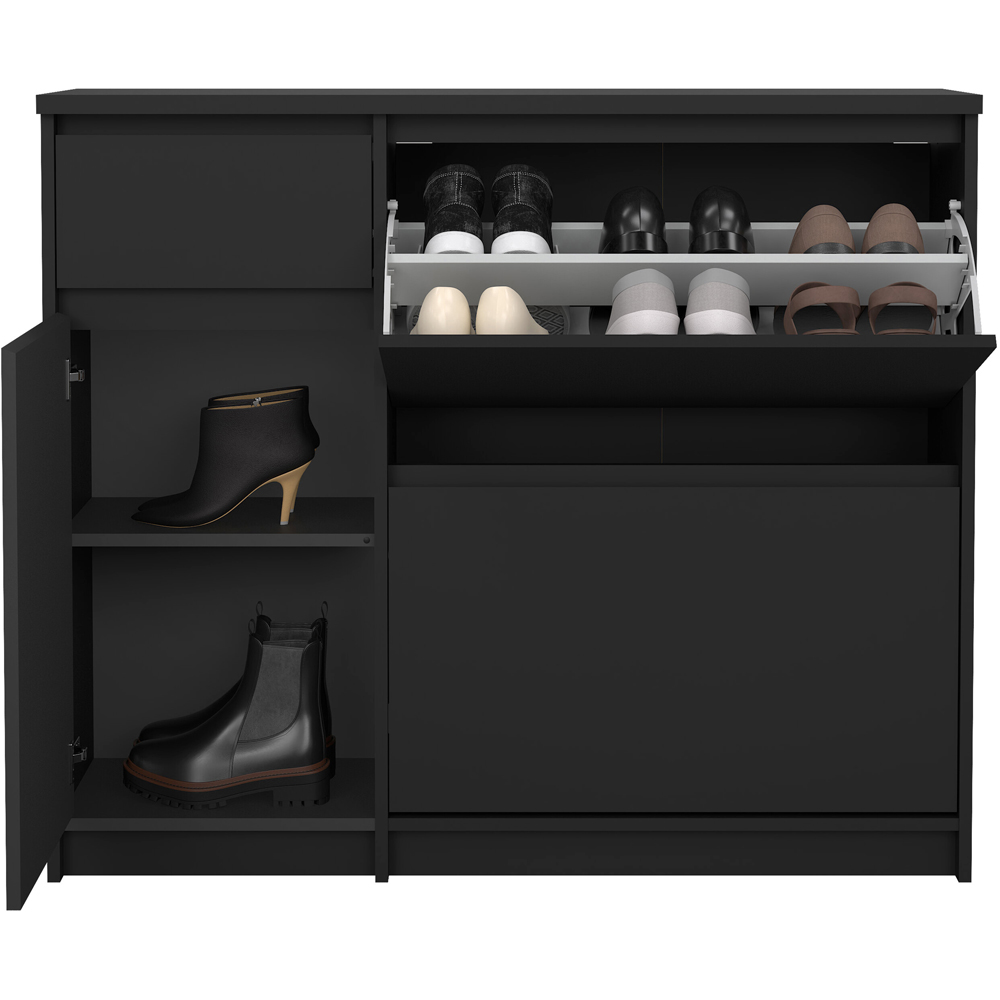Florence Single Door 3 Drawer Matt Black Shoe Cabinet Image 3