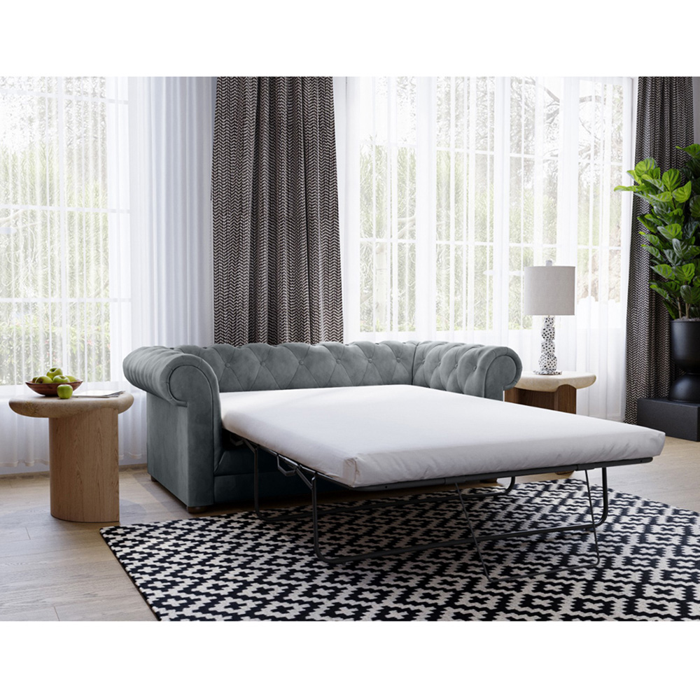 Flair Ralph Double Sleeper Grey Velvet Chesterfield Sofa Bed Image 4