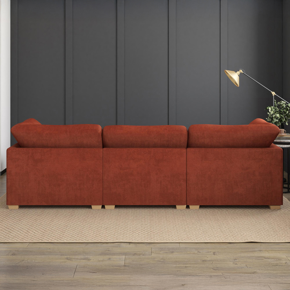 Nestle 5 Seater Marmalade Plush Velvet Fixed Back U-Shape Sofa Image 8