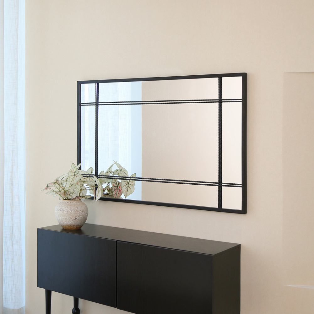 Charles Bentley Helsinki Black Rectangular Outdoor Wall Mirror 120 x 80cm Image 6