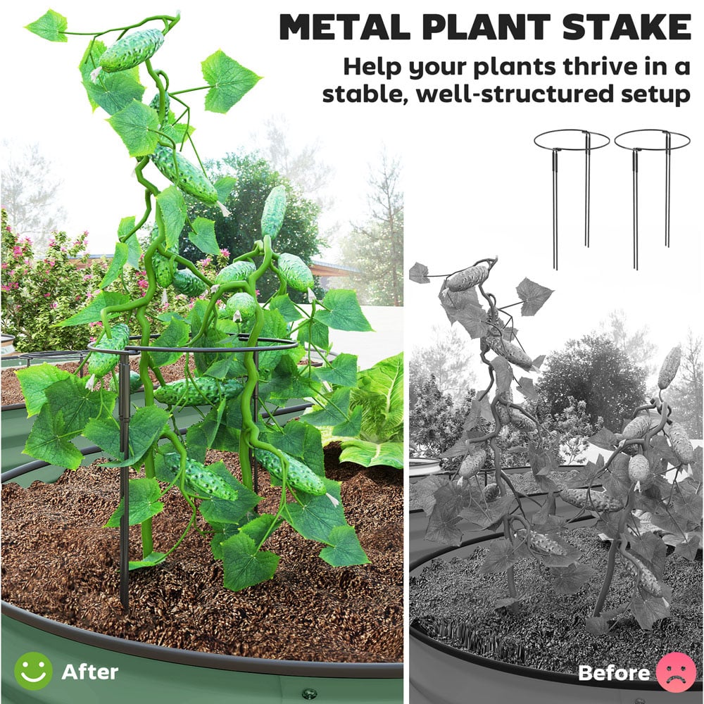 Outsunny Green Raised Garden Bed with Metal Plant Stakes Set of 2 Image 6