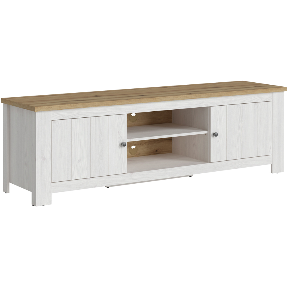 Florence Celesto 2 Door 2 Shelf White and Oak Wide TV Unit Image 2