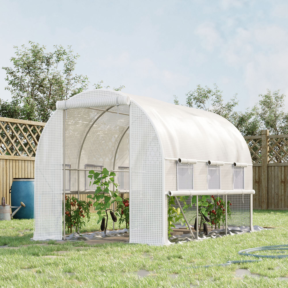 Outsunny White 9.5 x 6.5ft Polytunnel Greenhouse Image 2