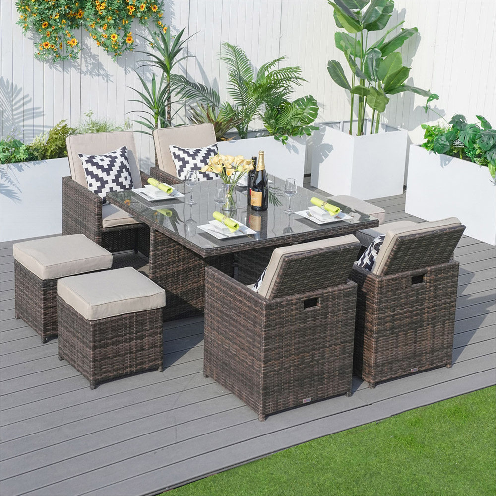 Direct wicker Brown 8 Seater Rattan Garden Dining Set Image 4