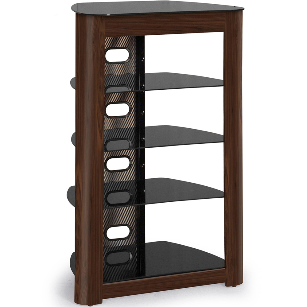 Centurion Supports Zinnia 5 Shelf Black Glass with Walnut Fascia Flat Screen Image 4