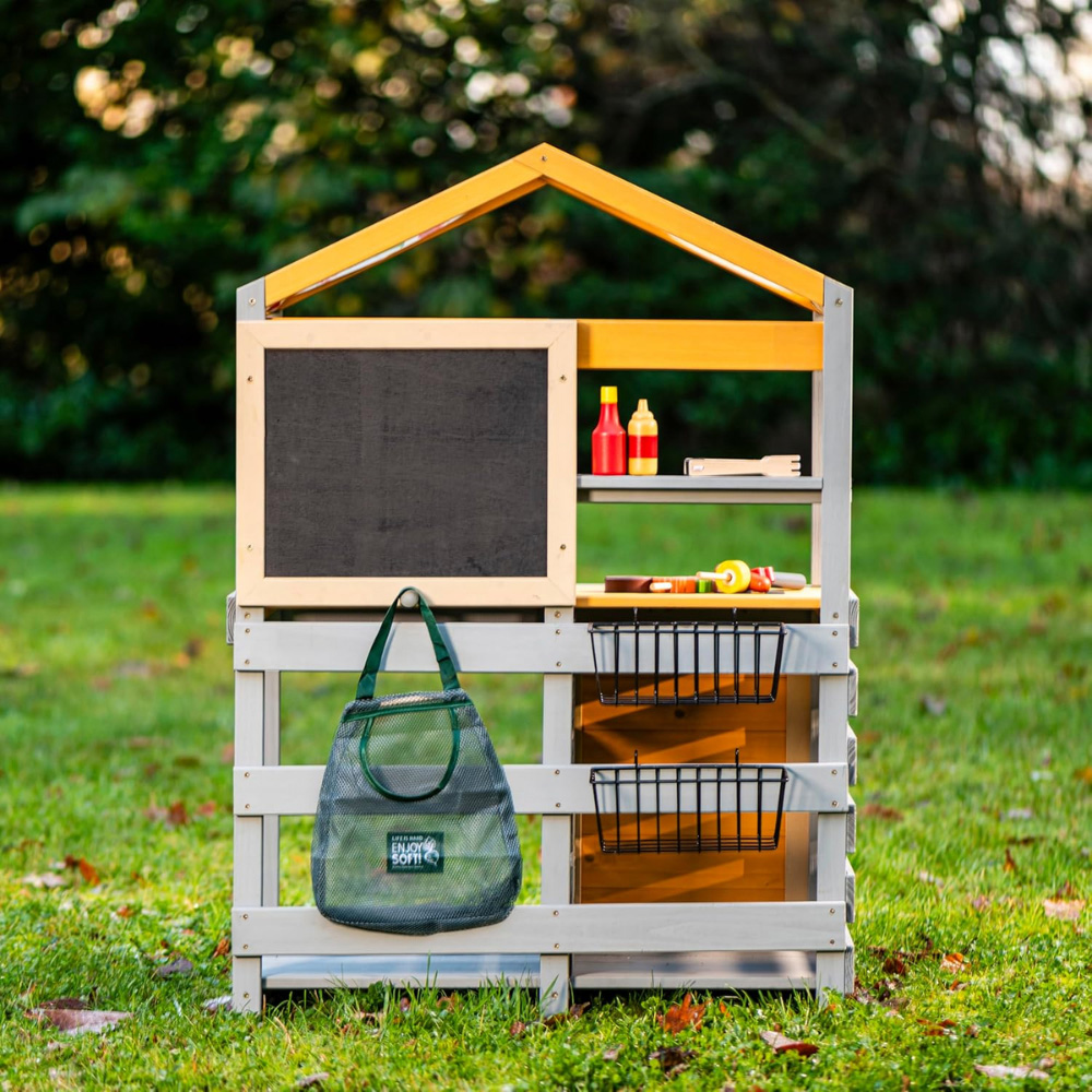 Garden Gear Kids Fir Wood Outdoor Mud Kitchen Play Set with Roof and Sink Image 2