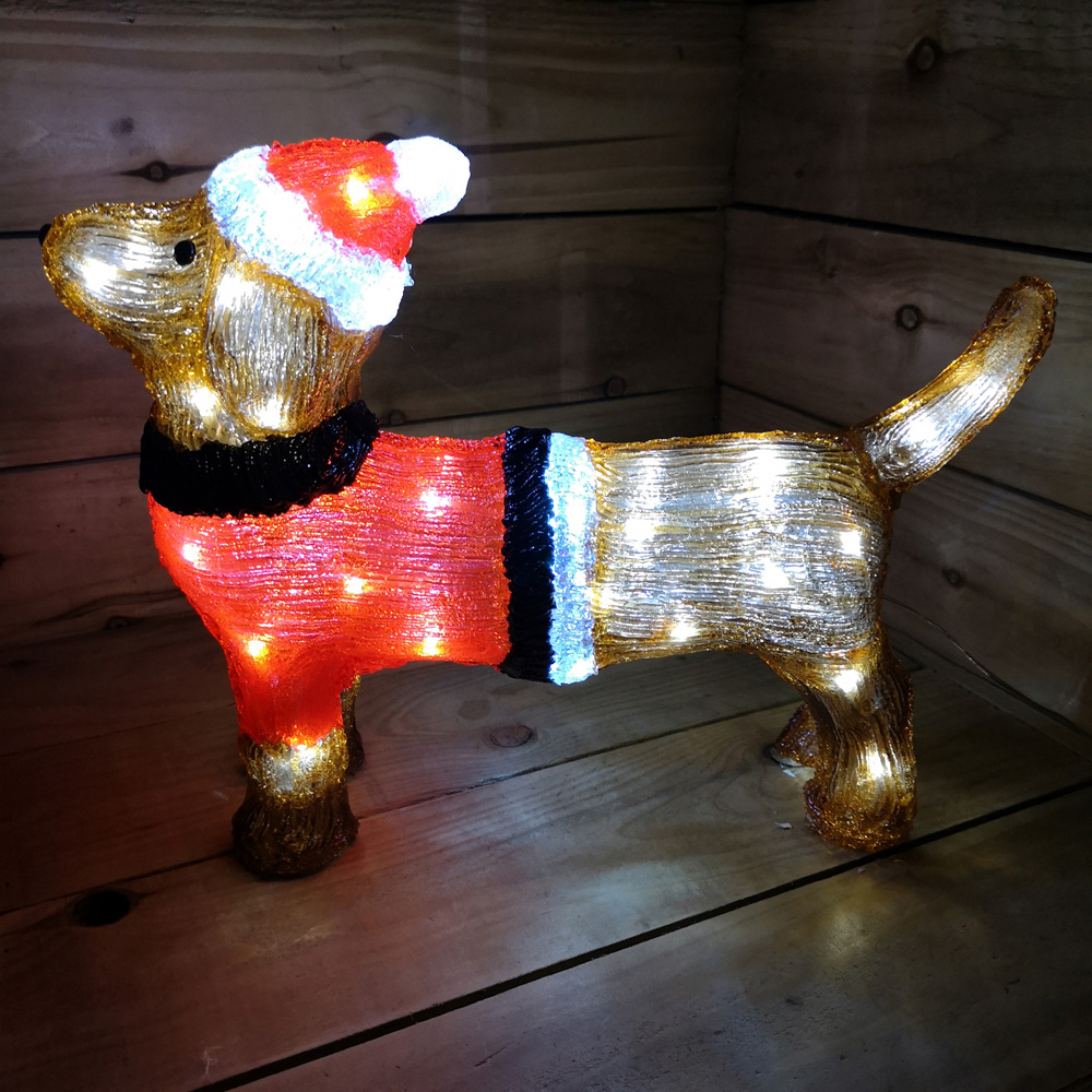 Samuel Alexander Ice White LEDs Acrylic Dachshund Christmas Decoration 36cm Image 6