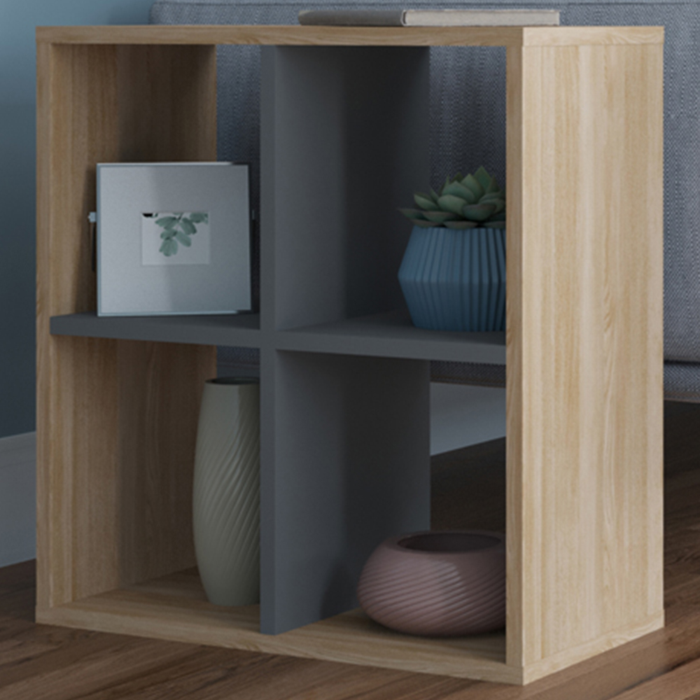 Decorotika Hansen 4 Shelf Oak and Anthracite Side Table Image 1