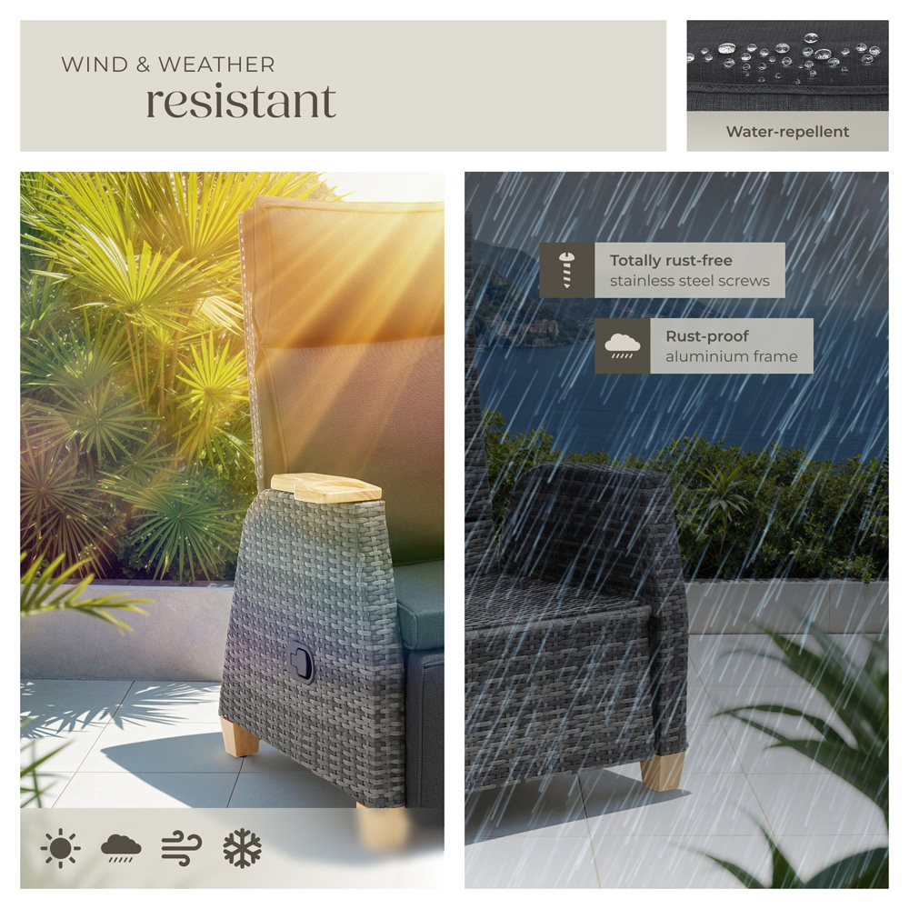 tectake Pescara Set of 2 Reclining and Adjustable Garden Chair Image 7