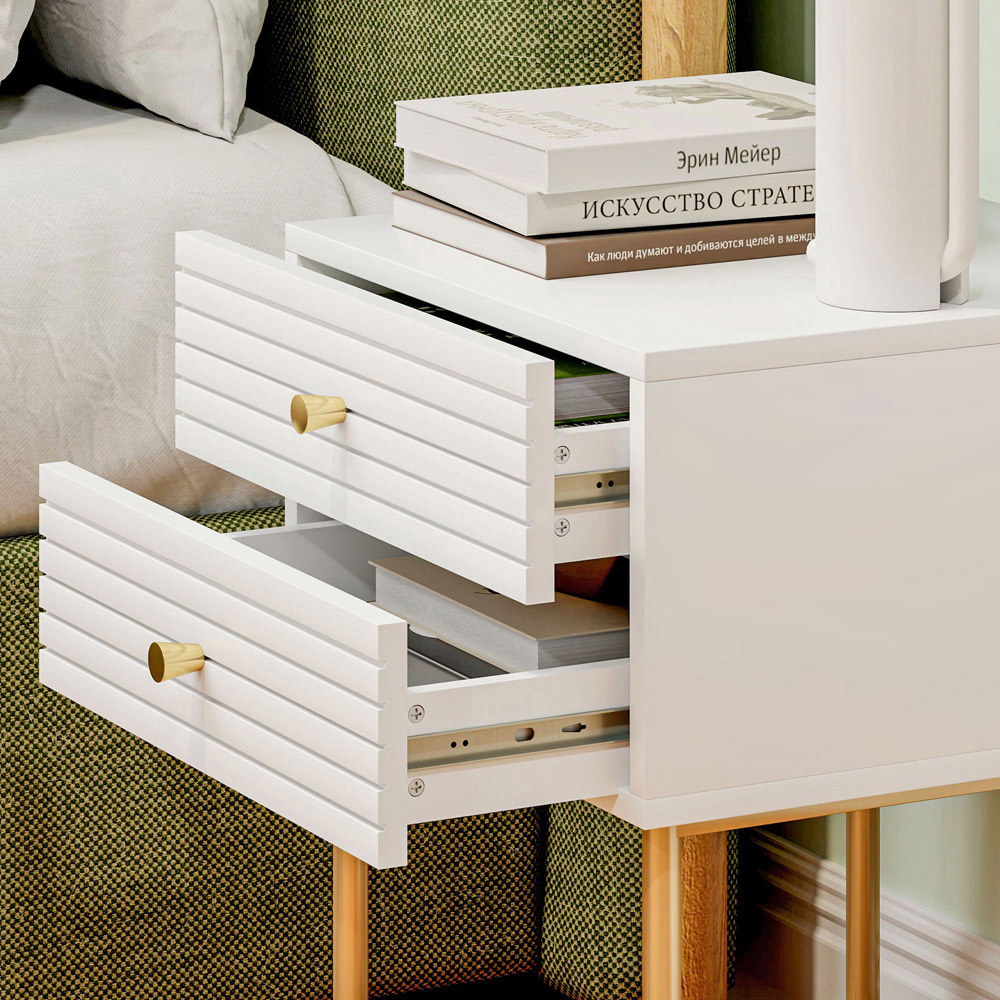 Portland 2 Drawer White Bedside Table Set of 3 Image 3