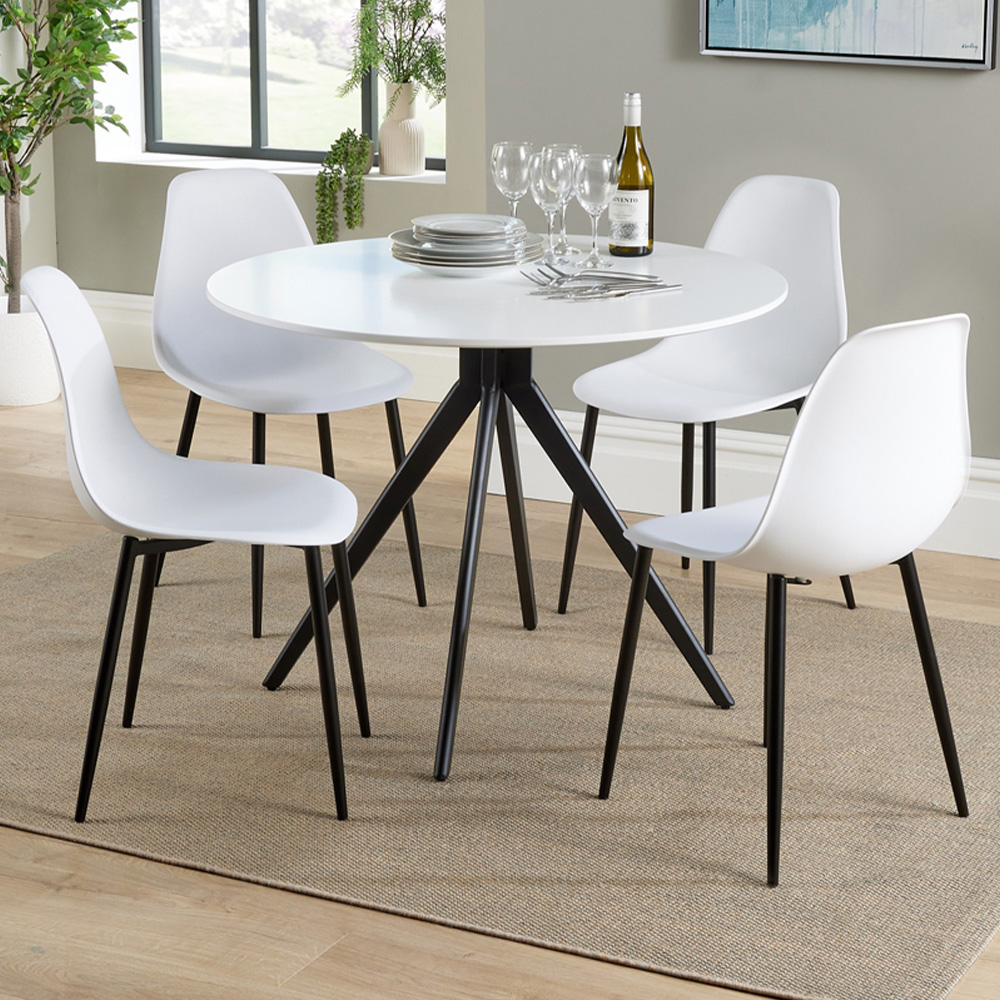 Core Products Aspen 4 Seater Round Dining Set White and White Image 1