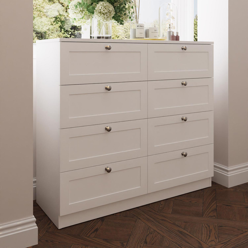 FWStyle Artus 8 Drawer White Panelled Chest of Drawers Image 6