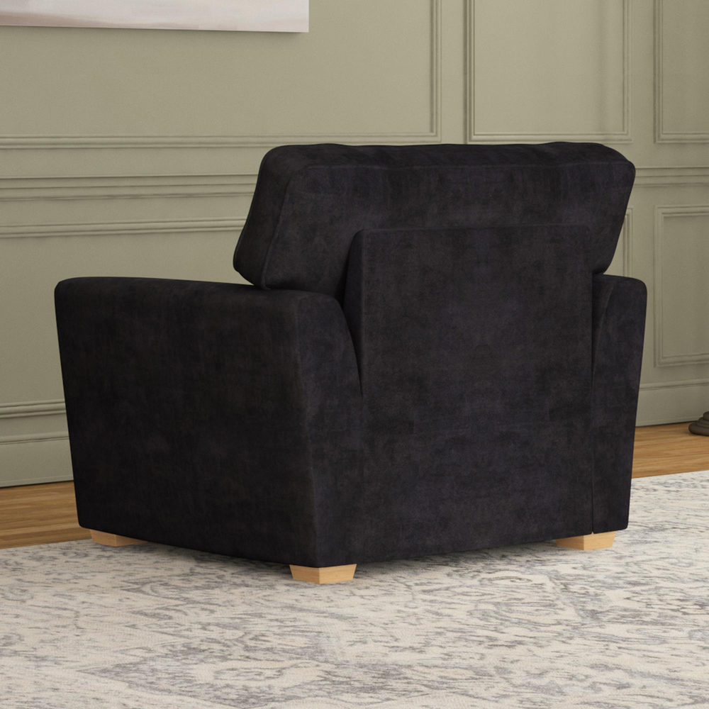 Wendleberry Ebony Plush Velvet Fixed Back Armchair Image 6