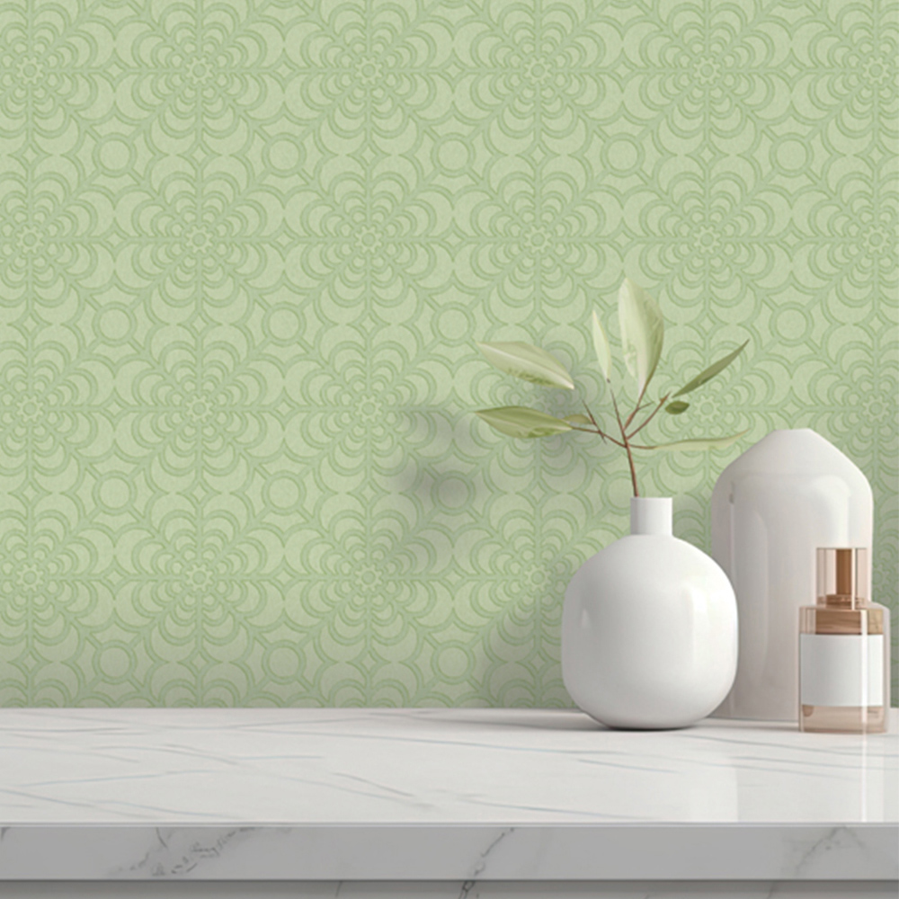 RHS Dandy Floral Sage Wallpaper Image 4