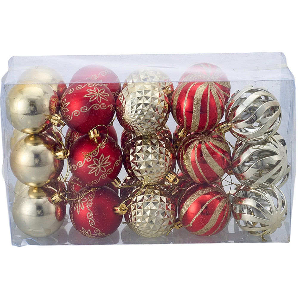 Living and Home Red and Gold Christmas Tree Decoration Ornaments 30 ...