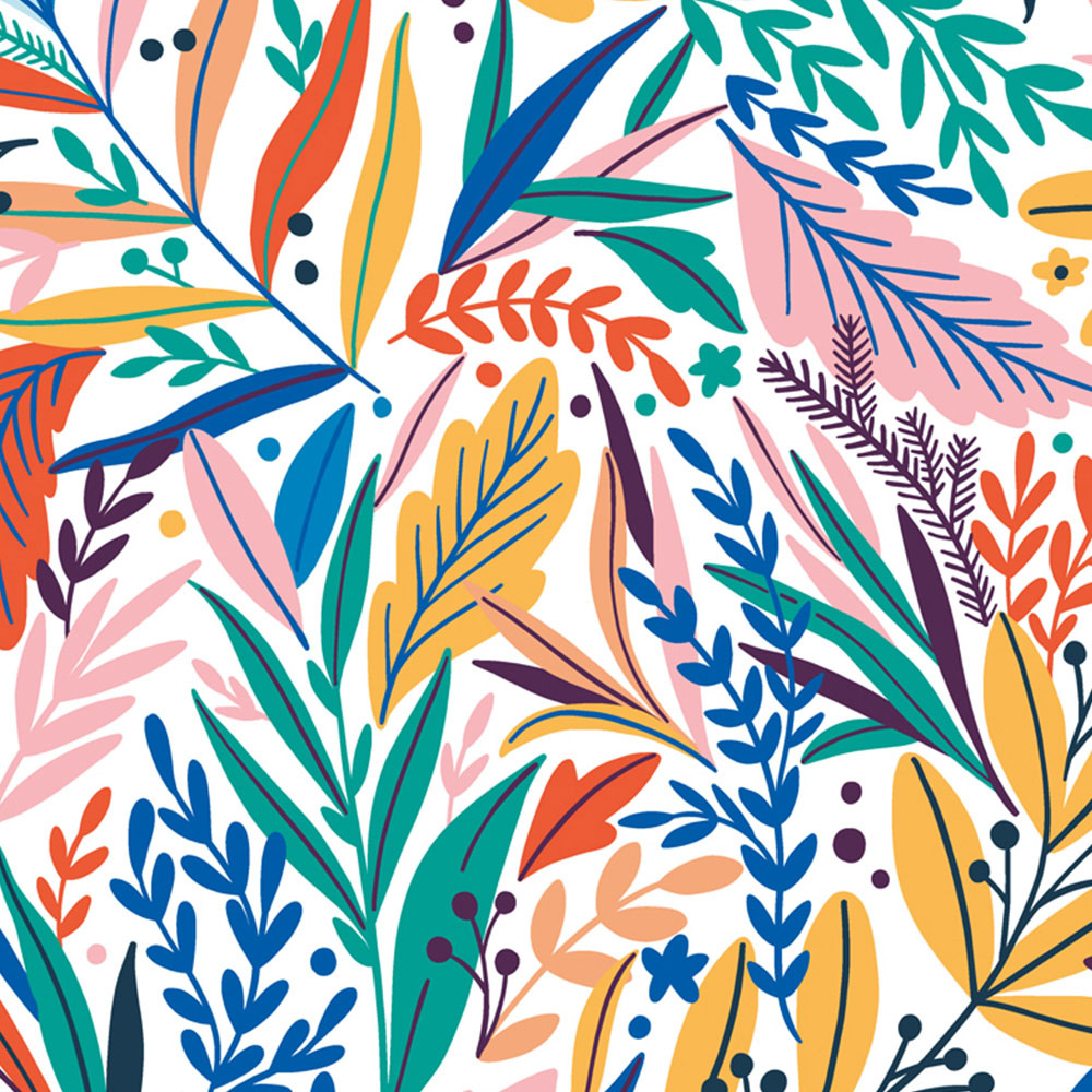 Origin Murals Patterned Leaves Multicolour Wall Mural Image 2