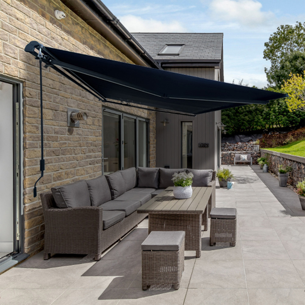 Jack Stonehouse Dark Grey Manual Retractable Awning 3 x 2.5m Image 1