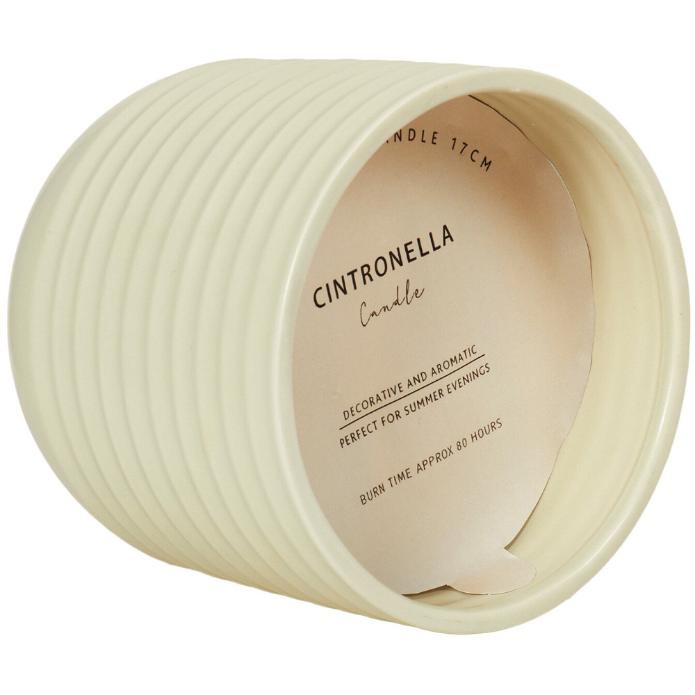 Large Ribbed Citronella Candle - Cream Image 4